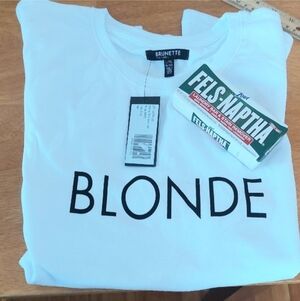 Brunette The Label “Blonde” White Tee L/XL + BONUS Fels-Naptha Stain Bar